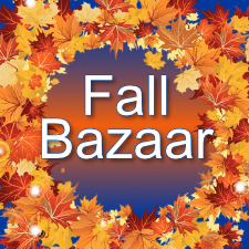 Text: Fall Bazaar surrounded by a wreath of fall leaves